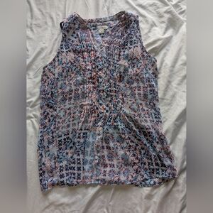 Liz Claiborne Sleeveless Blouse Size Medium Red, Blue, & White